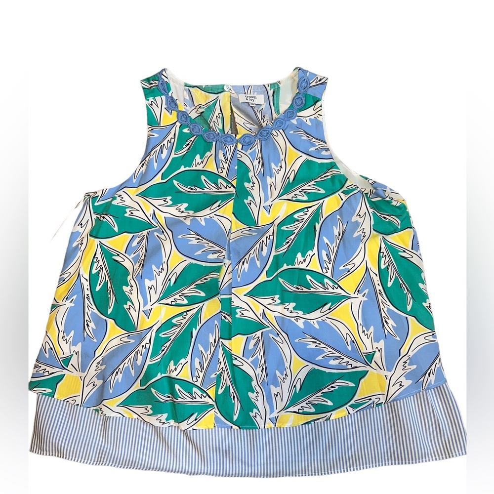 Crown & Ivy- Sleeveless Double Layer Printed Tank/Blouse/Too Women’s Medium‎